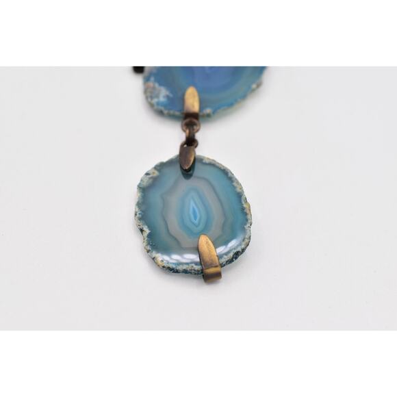 Vintage Natural Blue Agate Slice Linked Belt Chunky Heavy Chunky 20\